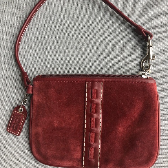 Coach Red Suede Wristlet - Picture 1 of 5